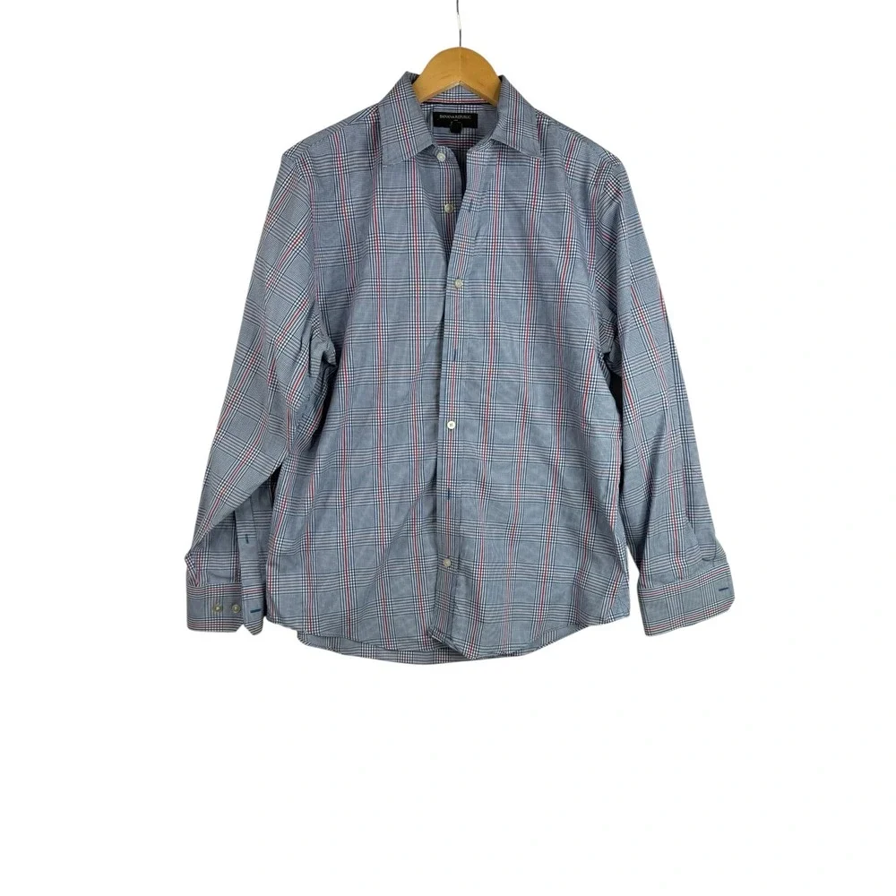 Banana‎ Republic Men's Plaid Long Sleeve Button Down Shirt size Medium 15-15 1/2